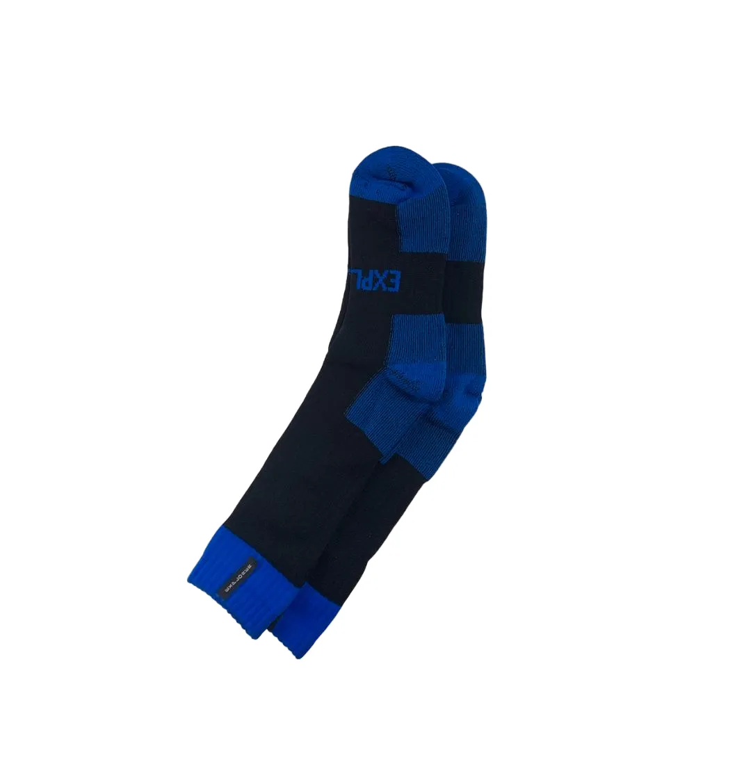 10 x Bonds Explorer Tough Work Socks Black/Blue Cotton Comfortable Crew