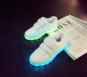 2017 Sneakers children USB charging Luminous Lighted Sneakers Boys / Girls Colorful led lights Children's Shoes