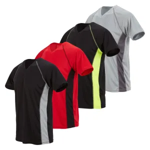 4 Pack: Men's Workout Shirts Dry Fit, Moisture Wicking Active Athletic Shirts, V-Neck Running & Gym Tshirts for Men, Reg & Oversized