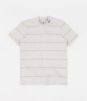 Adidas Mock Eye Yarn Dyed T-Shirt - Grey One / Mesa / Yellow Tint