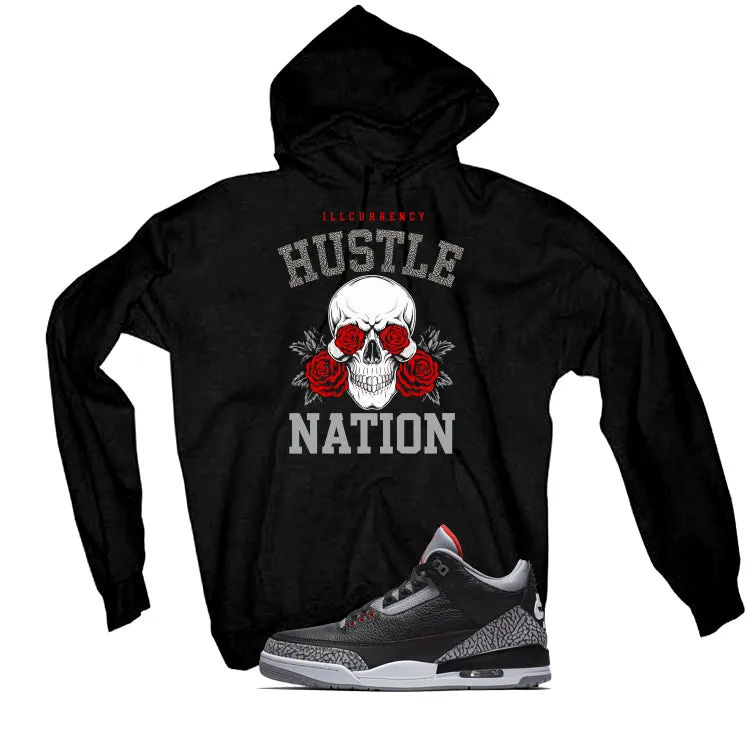 Air Jordan 3 Black Cement Black T-Shirt (Hustle Nation)| illcurrency