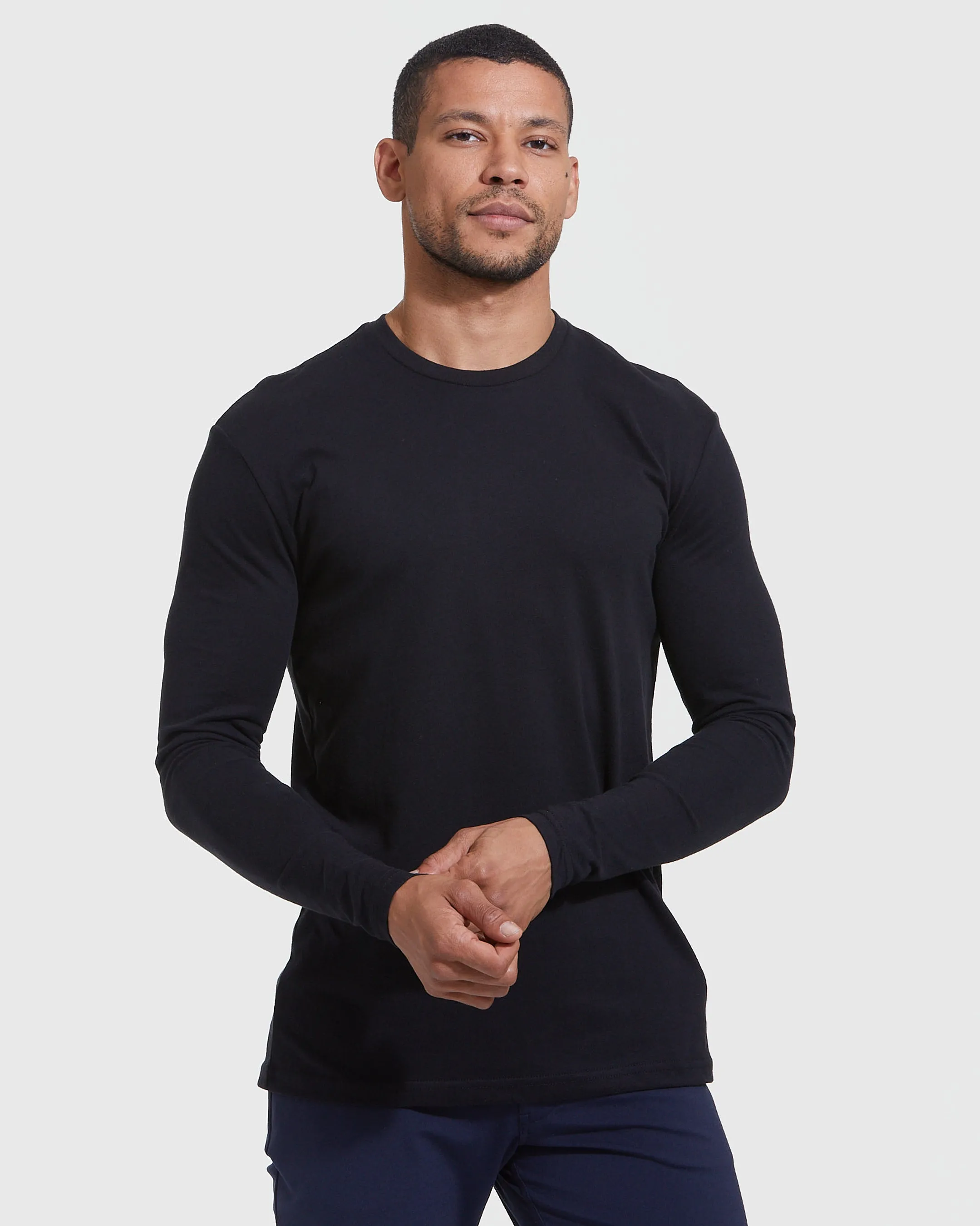 All Black Long Sleeve Crew Neck 3-Pack