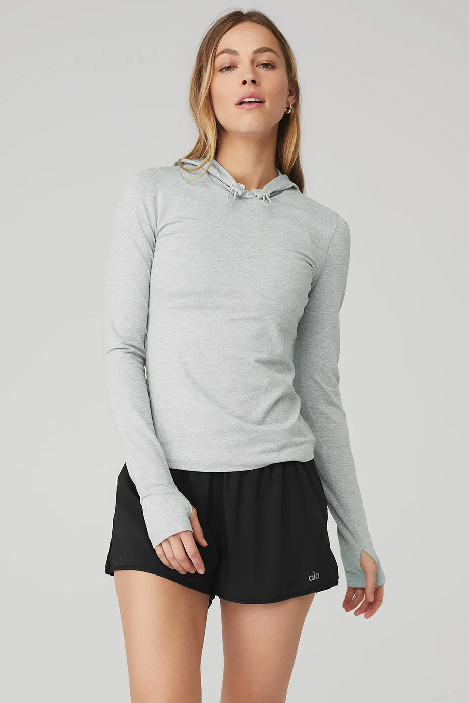 Alosoft Hooded Runner Long Sleeve - Athletic Heather Grey