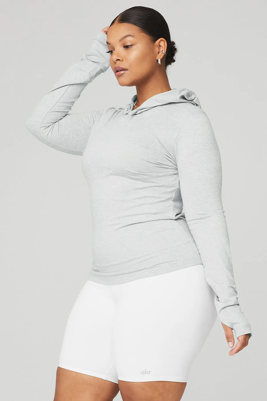 Alosoft Hooded Runner Long Sleeve - Athletic Heather Grey