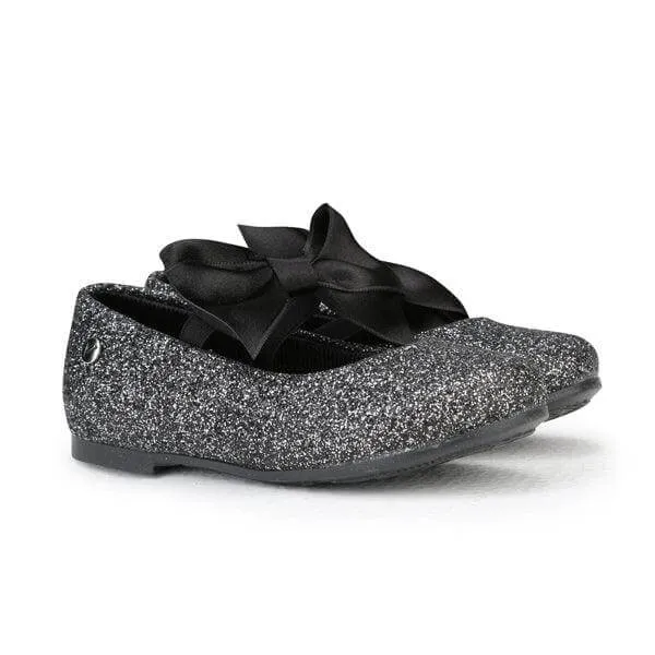 BABY GIRLS BLACK GLITTERY FORMAL SHOES