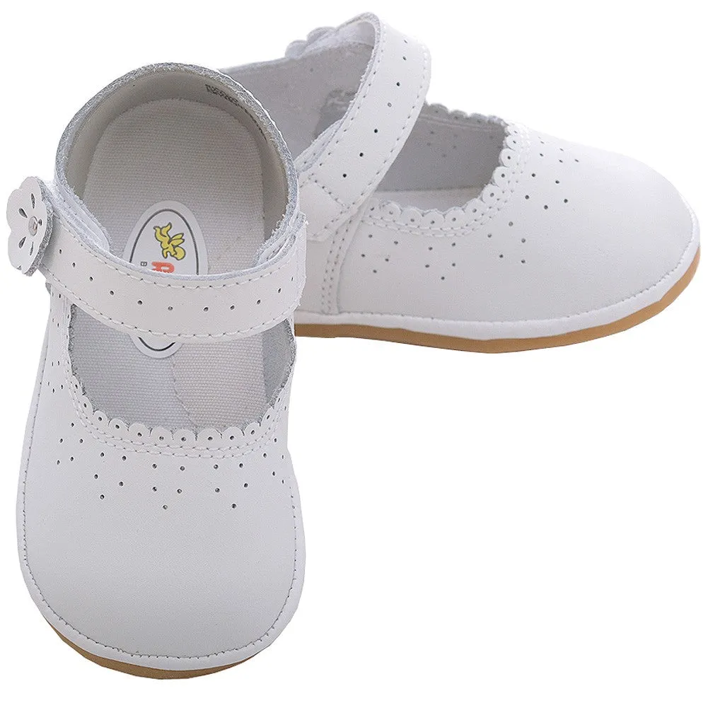 Baby White Punched Flower Mary Jane Shoes Toddler Girls 5-7