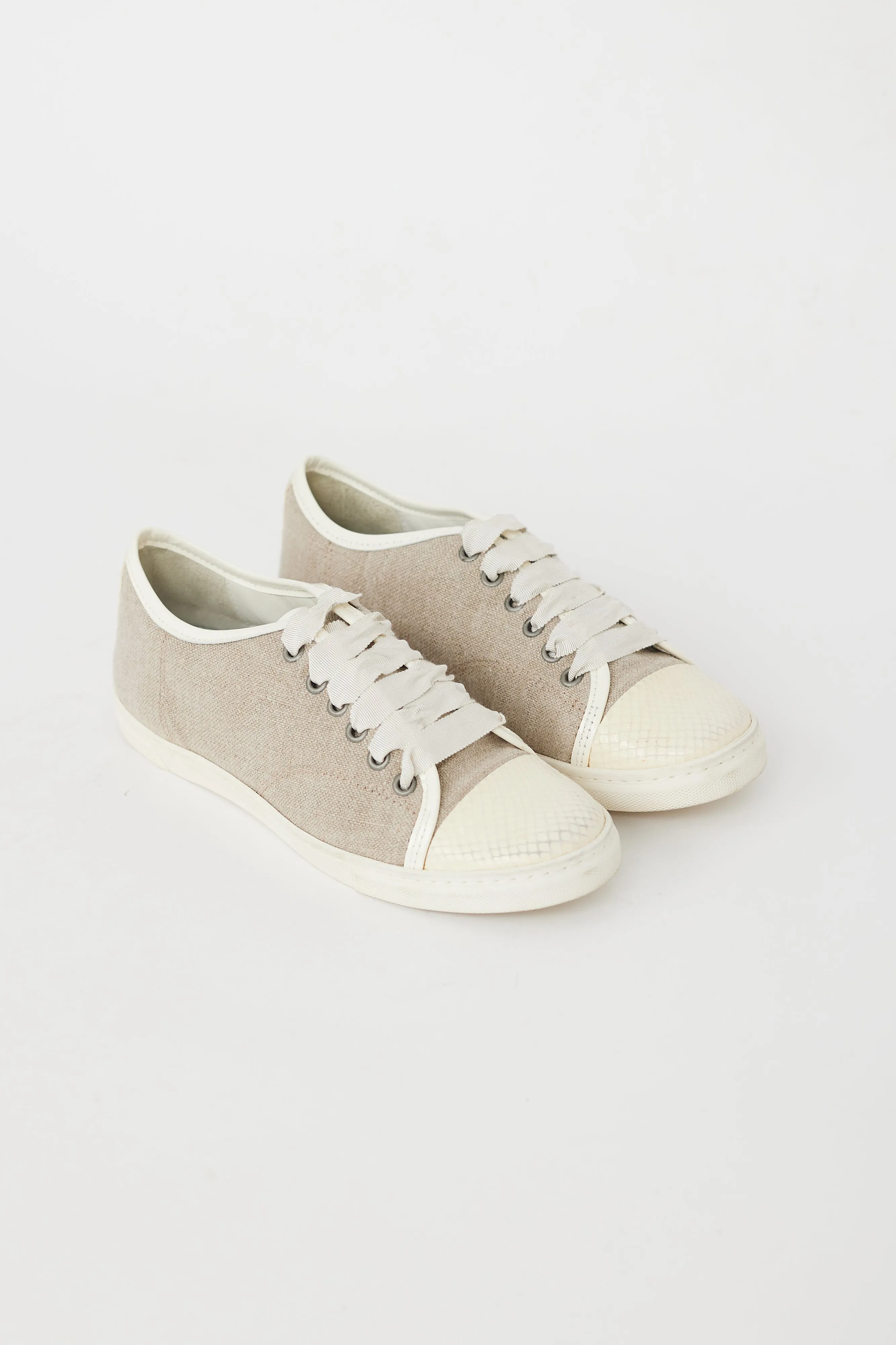 Beige & Cream Canvas Sneaker