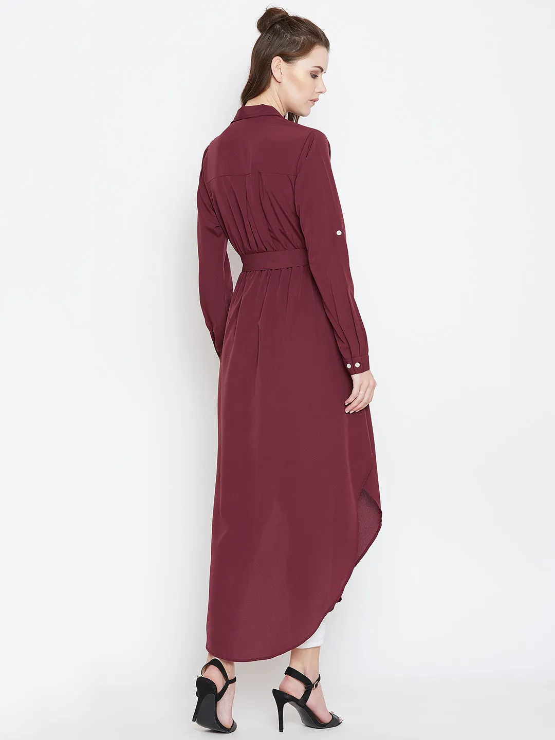 Berrylush Women Maroon Solid Maxi Top