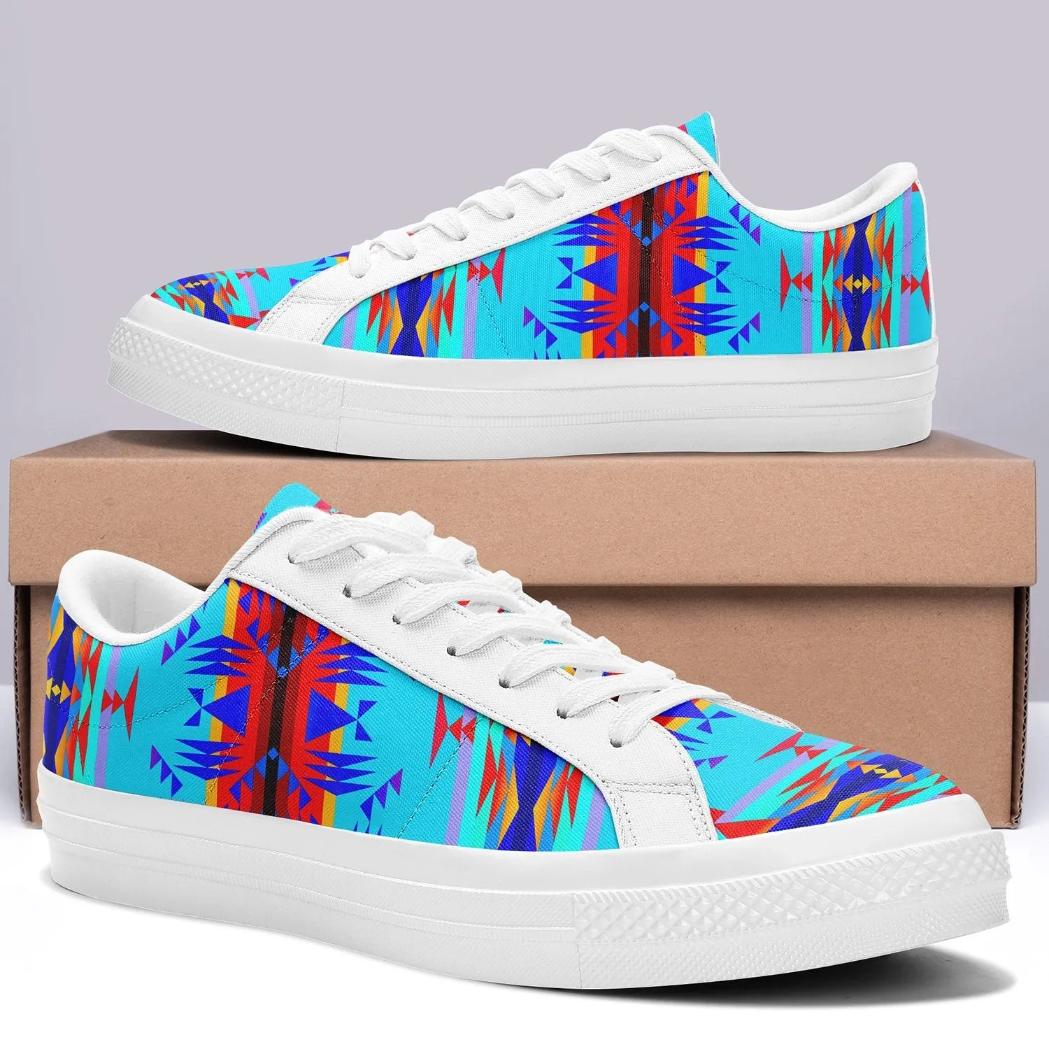 Between the Mountains Blue Aapisi Low Top Canvas Shoes White Sole