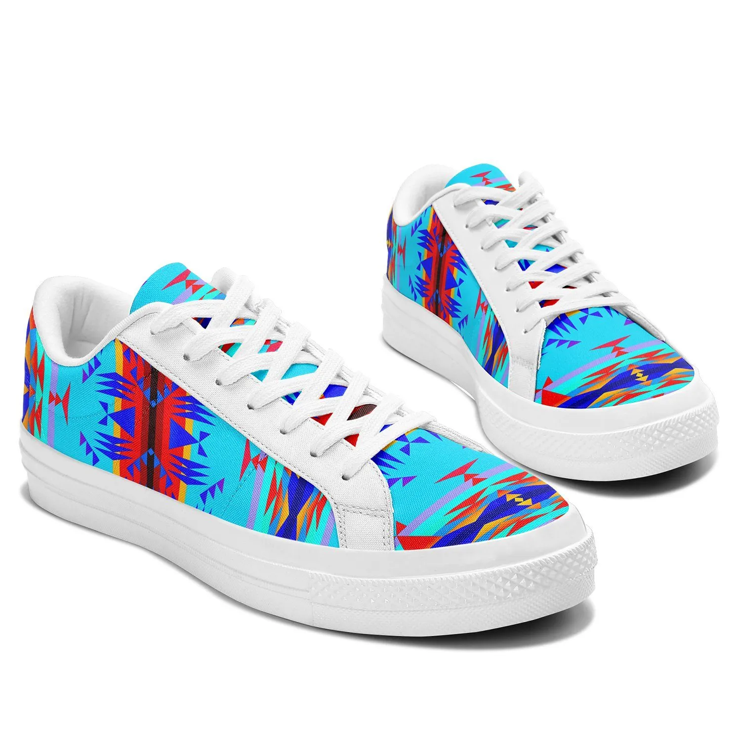 Between the Mountains Blue Aapisi Low Top Canvas Shoes White Sole