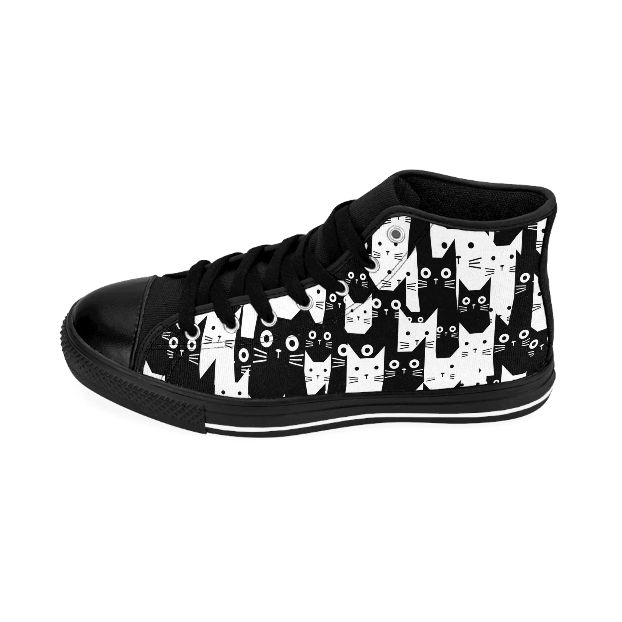 Black and White Cats Men's Classic Sneakers