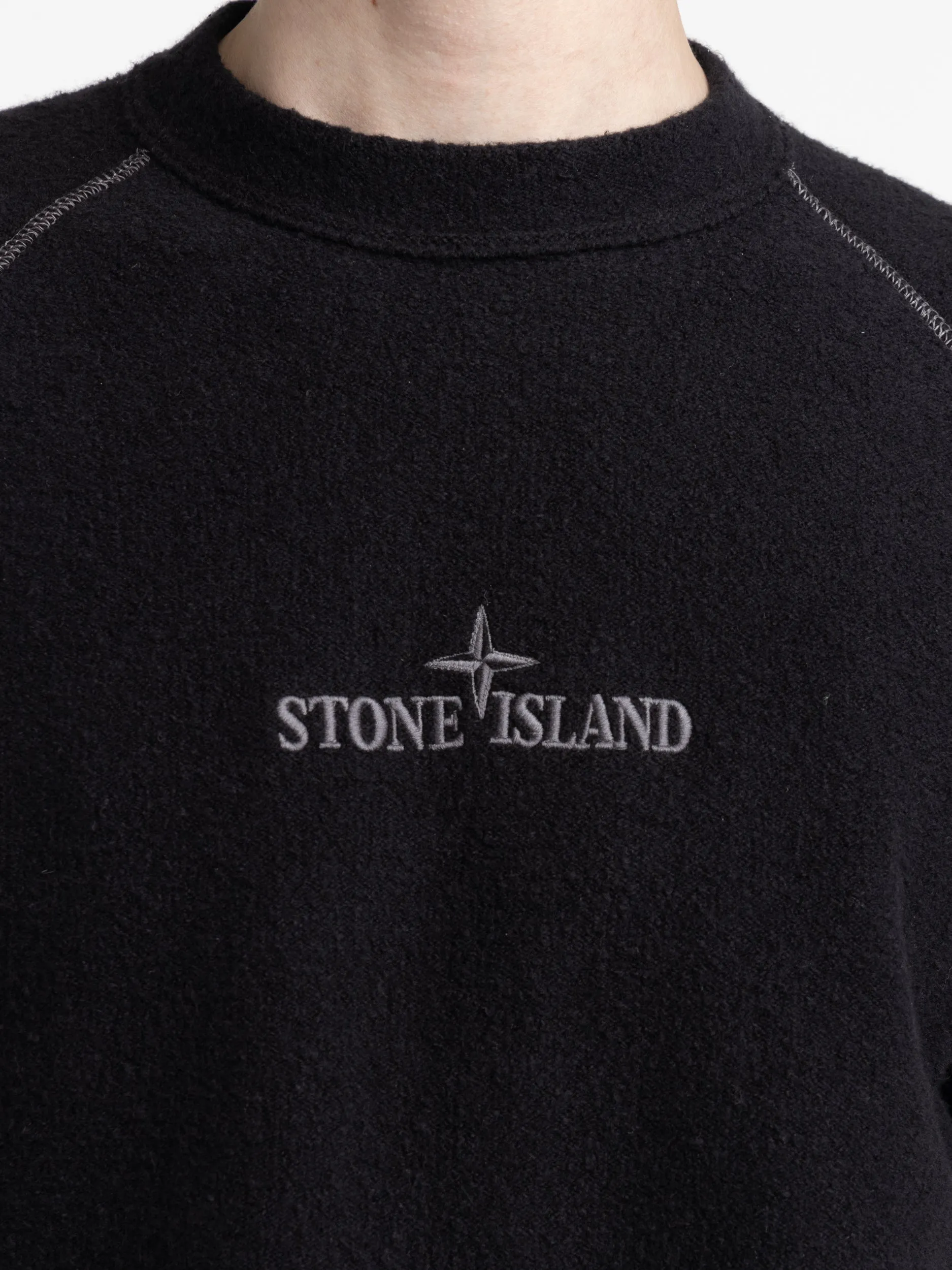 Black Textured Short Sleeve Crewneck