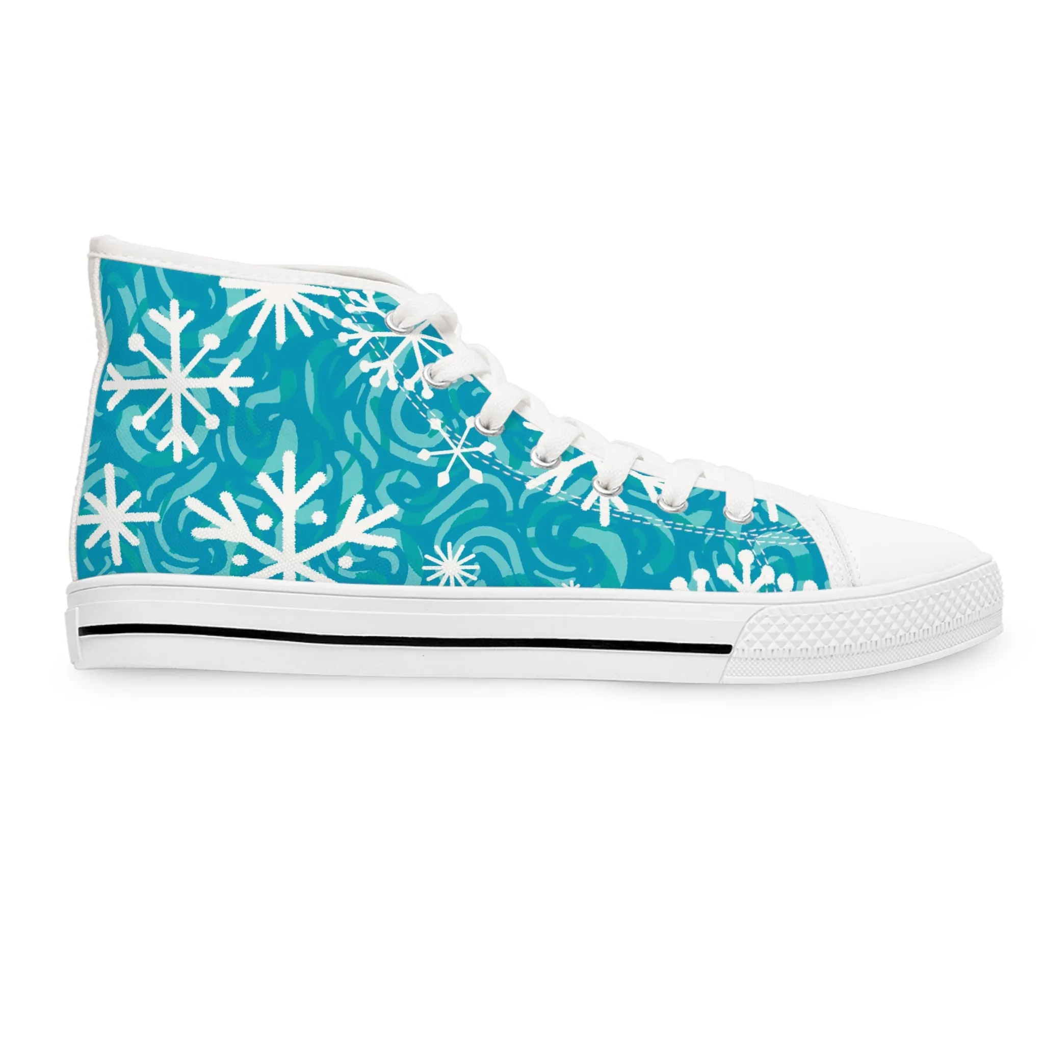 Blue Christmas Snowflakes Women's High Top Sneakers