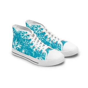 Blue Christmas Snowflakes Women's High Top Sneakers