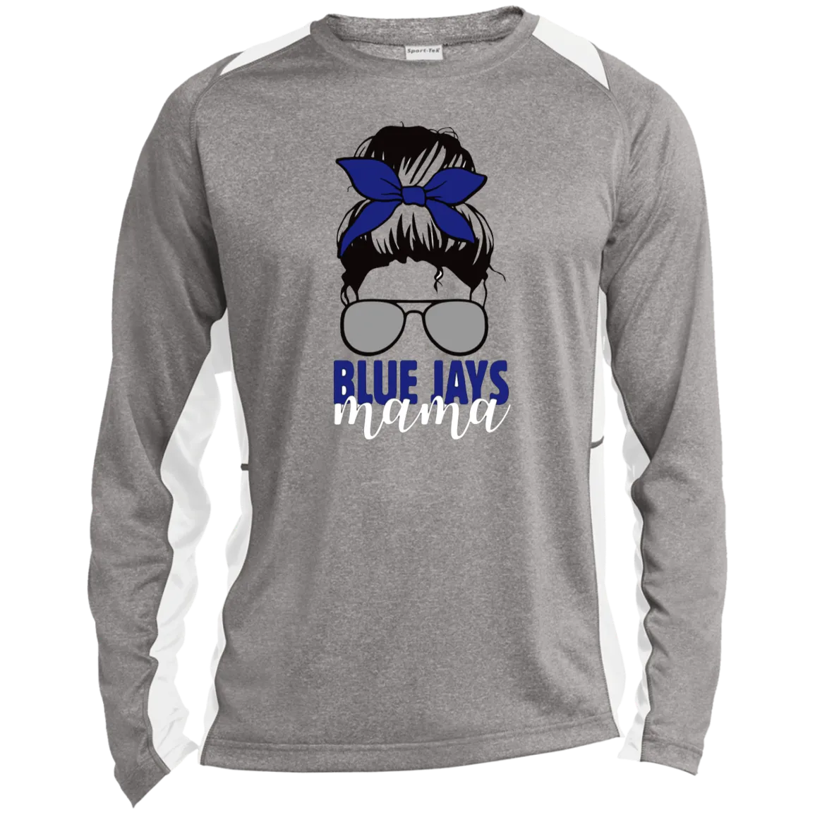 Blue Jays Mama ST361LS Long Sleeve Heather Colorblock Performance Tee