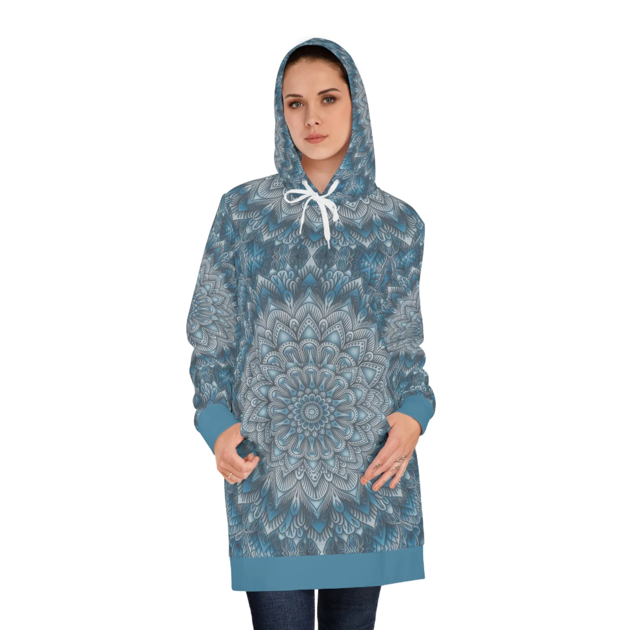 Blue Mandala Hoodie Dress