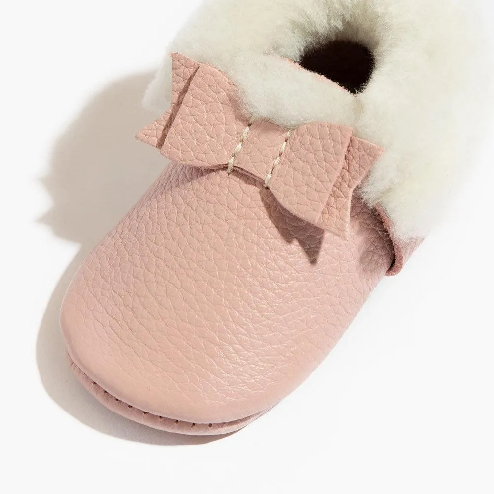 Blush Shearling Bow Baby Shoe