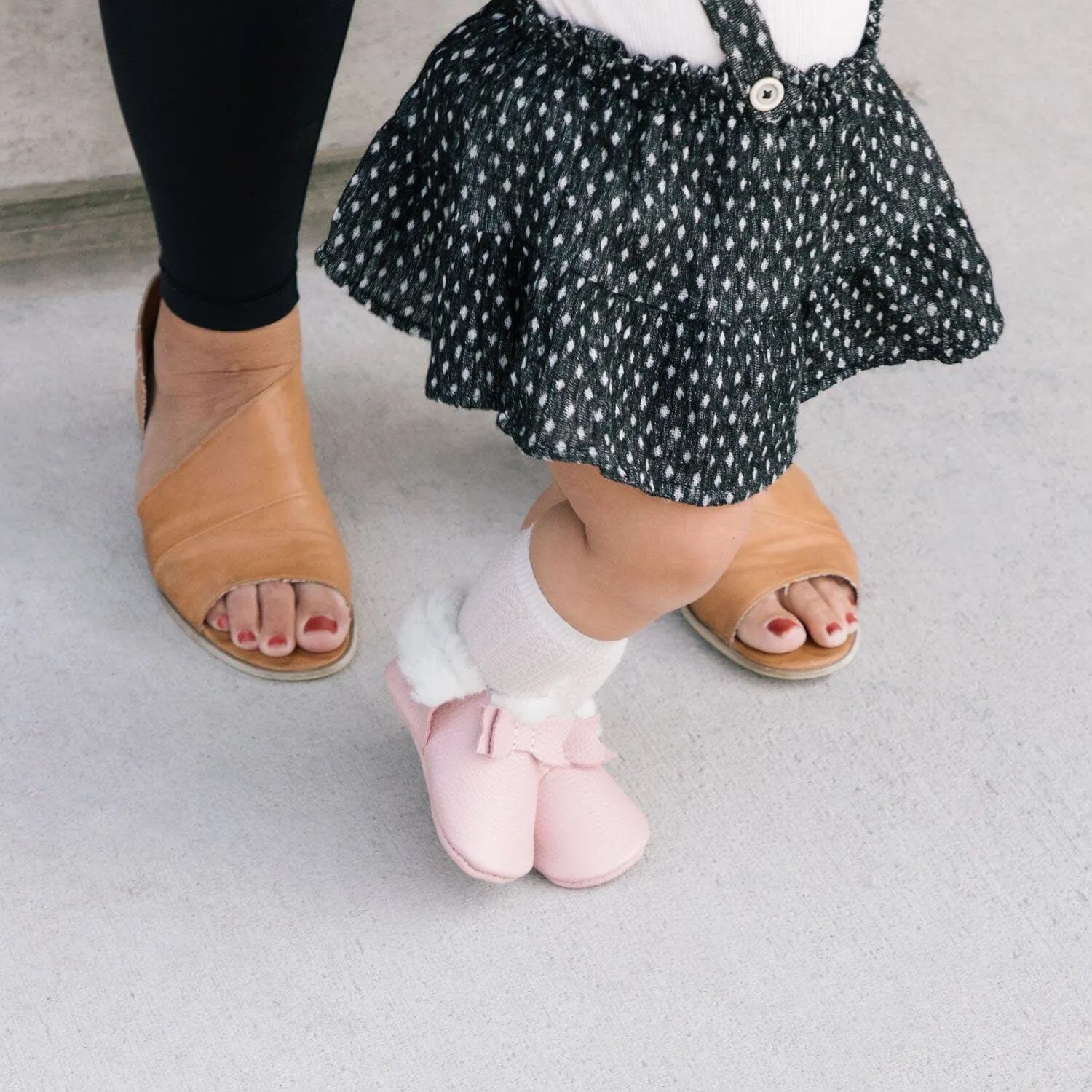 Blush Shearling Bow Baby Shoe