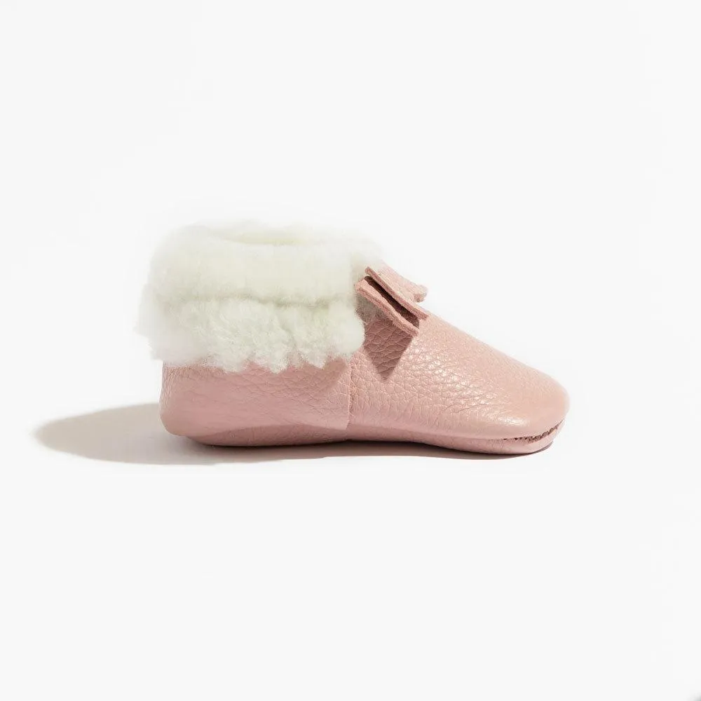 Blush Shearling Bow Baby Shoe