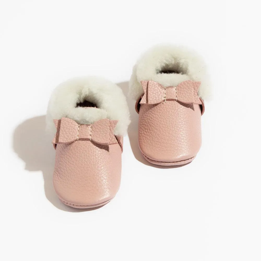 Blush Shearling Bow Baby Shoe