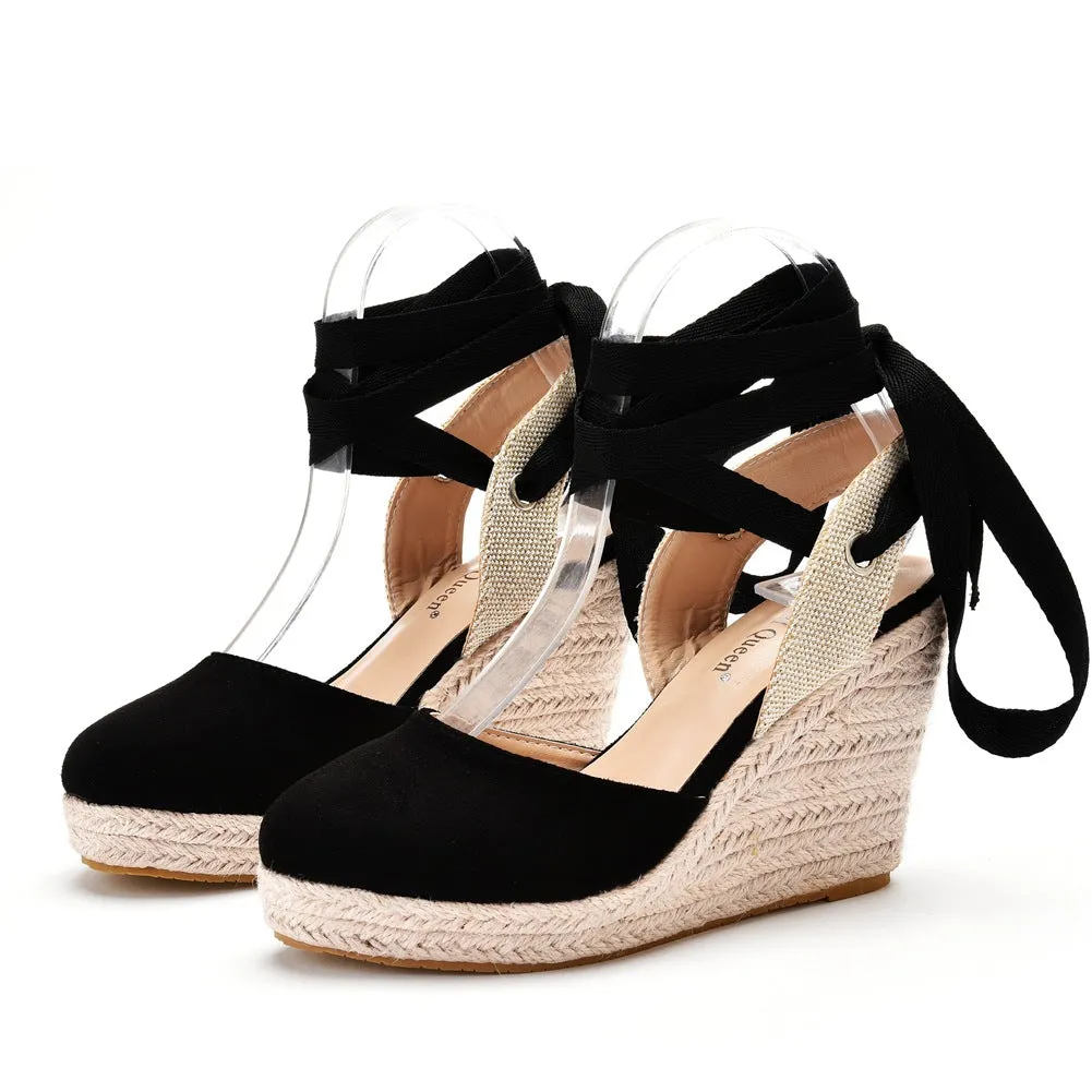 Bohemian Round Toe Platform Wedge Sandals For Women