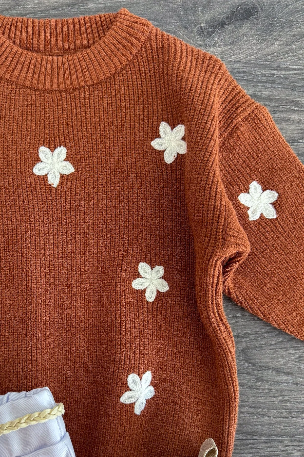 Brown Flower Sweater Cargo Pant Set