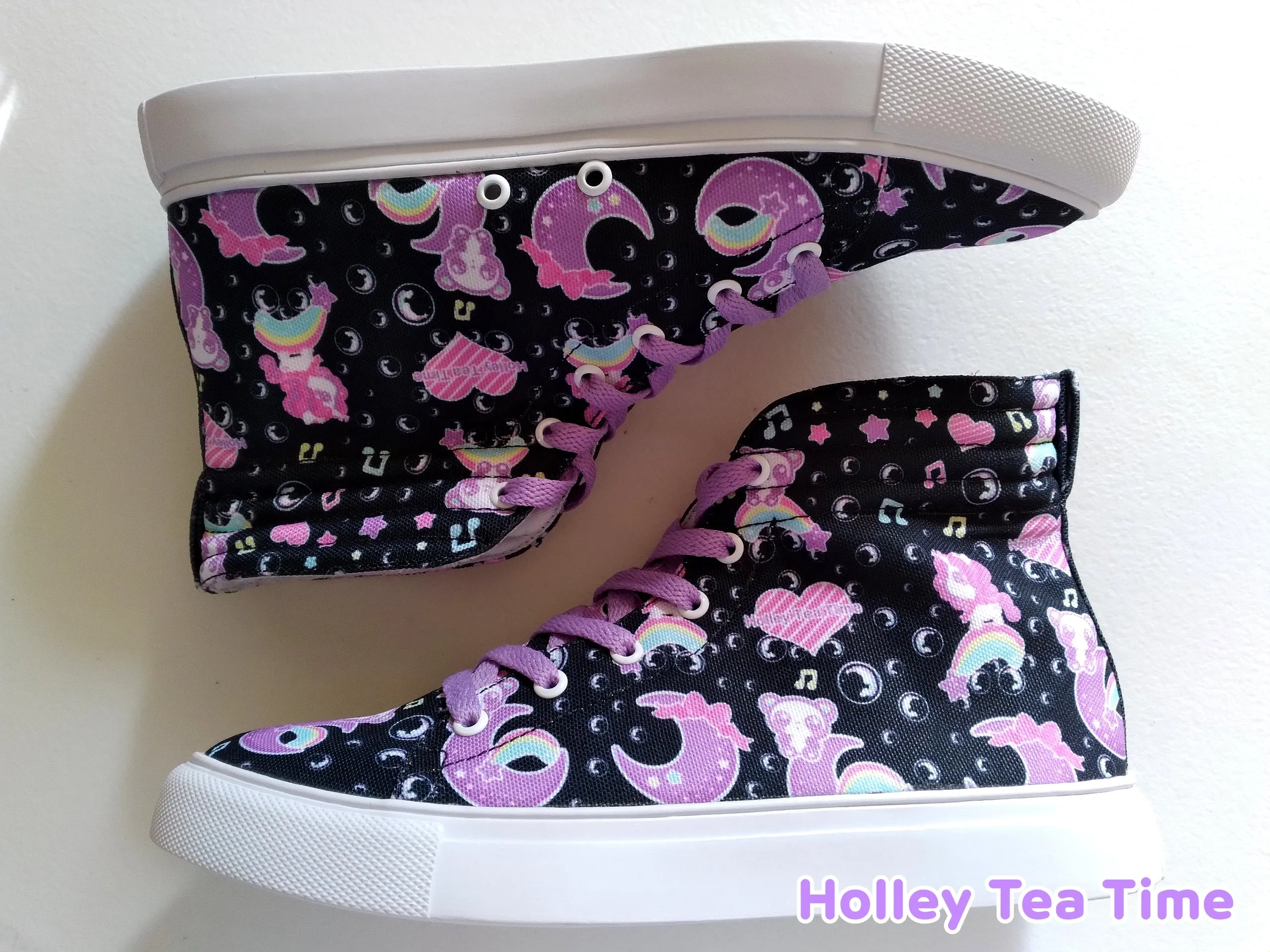 Bubbly Dreams Black WOMEN'S HI-TOP SNEAKERS [made to order]