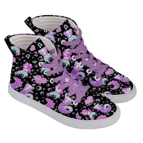 Bubbly Dreams Black WOMEN'S HI-TOP SNEAKERS [made to order]