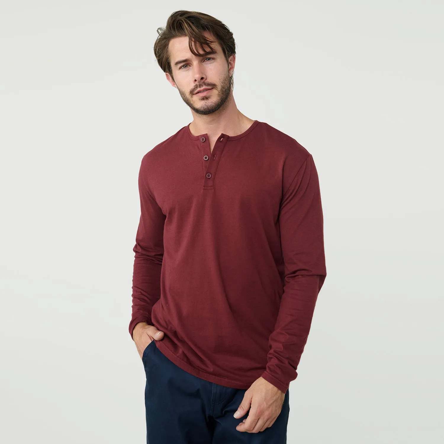 Burgundy Long Sleeve Henley