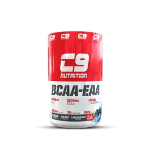 C9 Nutrition BCAA   EAA Powder | Sugar Free Powerful Intra Workout | Muscle Recovery Drink with 5000mg BCAA, 9000mg EAA, 500 mg L-Arginine | Amino Acid Supplements (30 Servings) (Blue Berry)