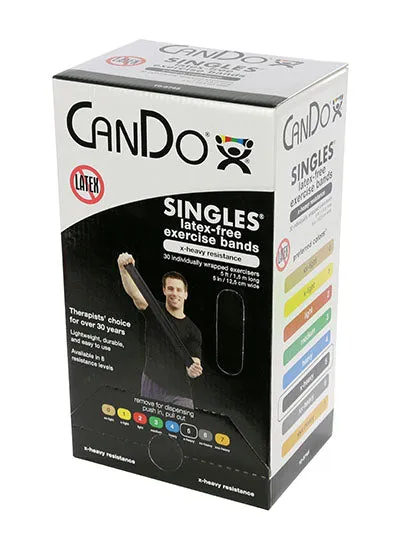 CanDo Latex Free Exercise Band - box of 30, 5' length - Black - x-heavy