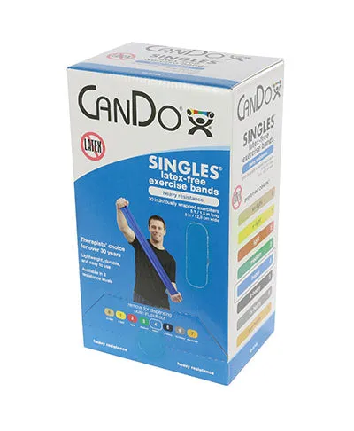 CanDo Latex Free Exercise Band - box of 30, 5' length - Blue - heavy