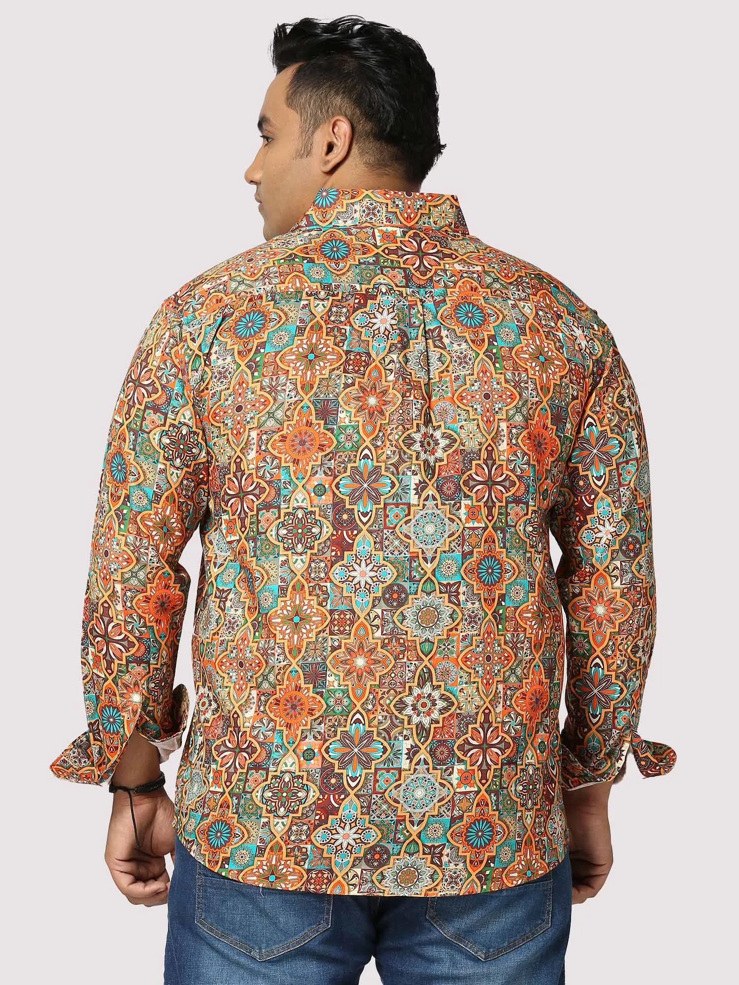 Caramel Mosaic Digital Printed Full Sleeve Men's Plus Size