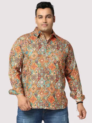 Caramel Mosaic Digital Printed Full Sleeve Men's Plus Size