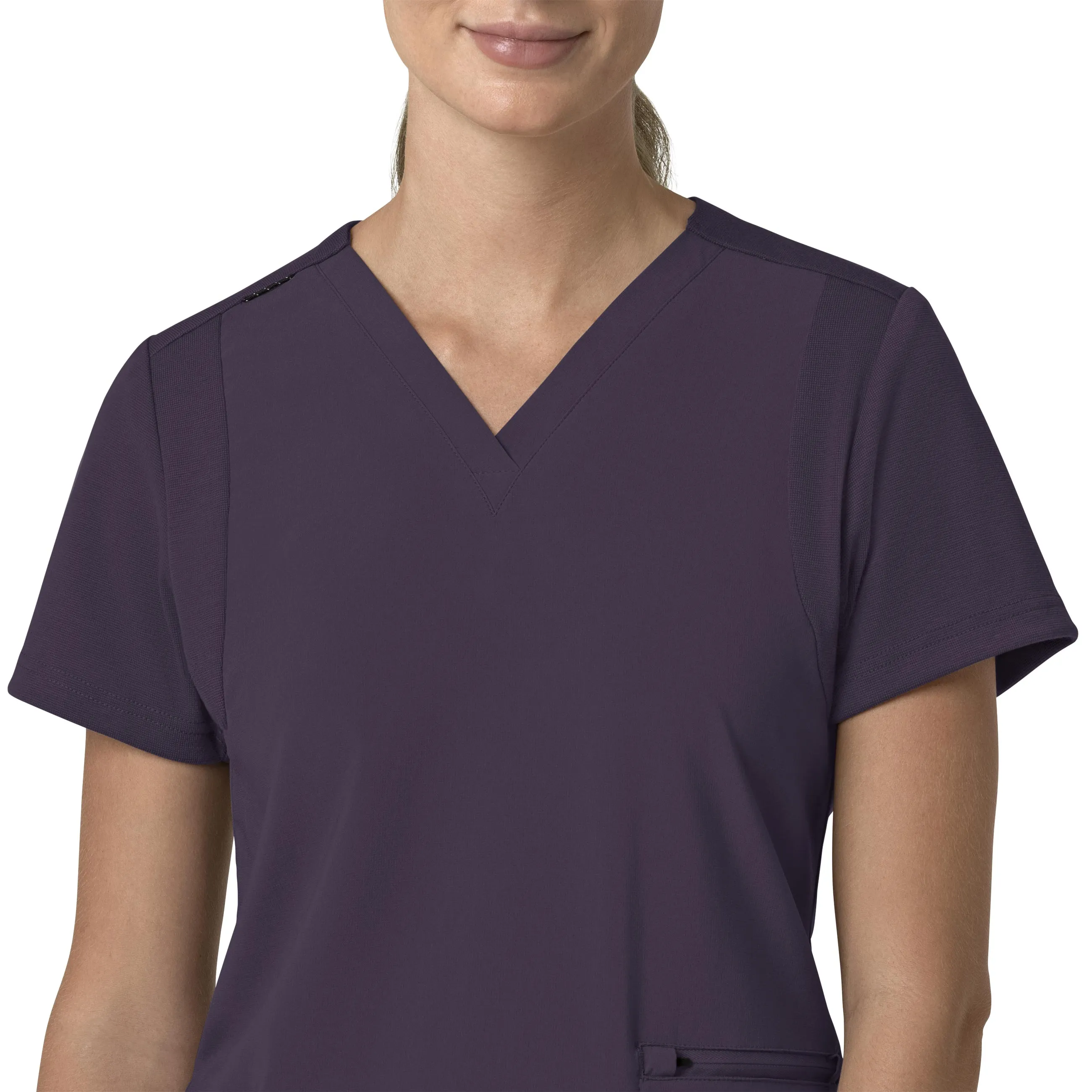 Carhartt Force Cross-Flex Women's Flex Panel V-Neck Scrub Top - Black Plum