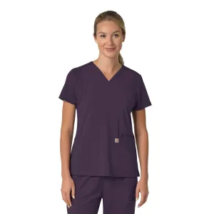 Carhartt Force Cross-Flex Women's Flex Panel V-Neck Scrub Top - Black Plum