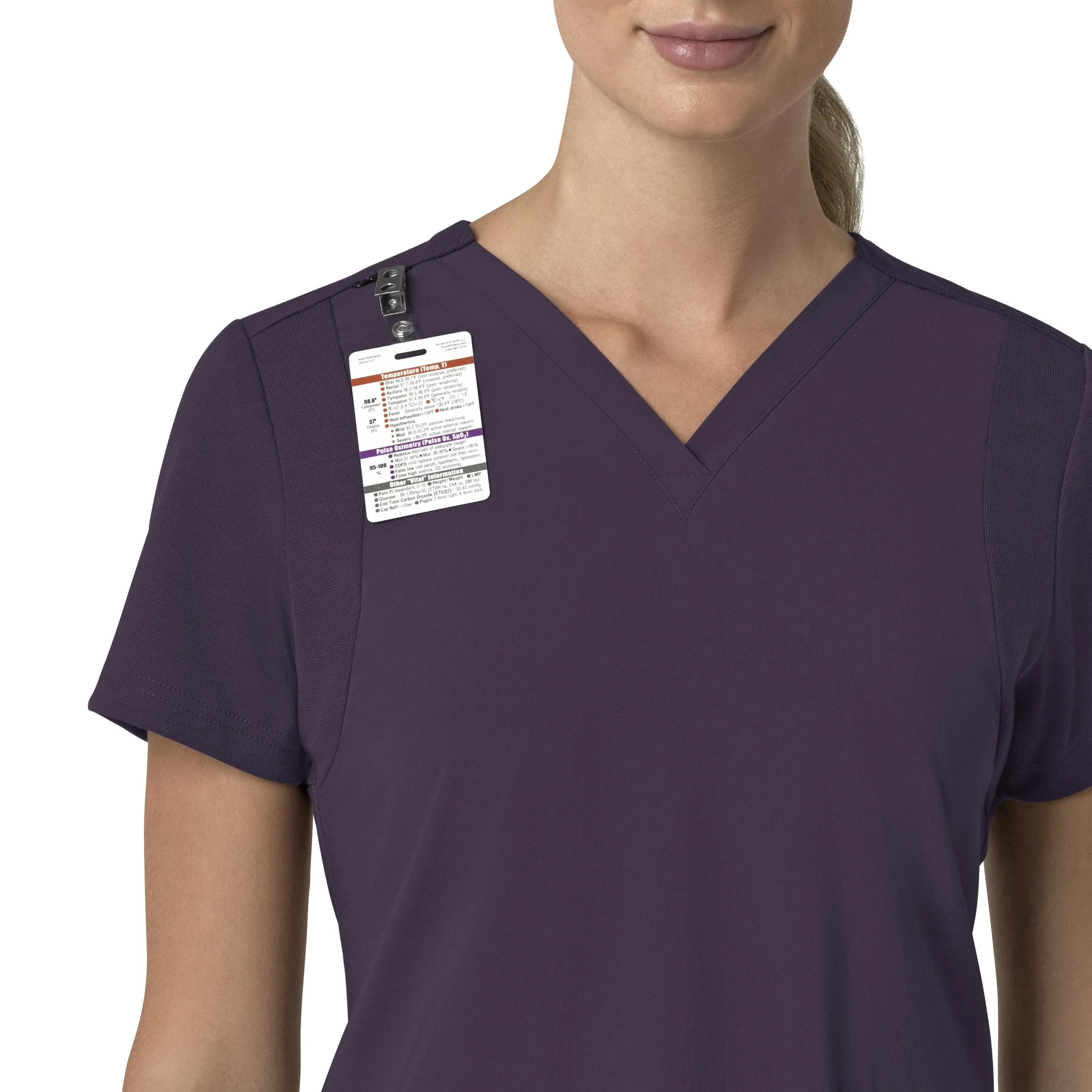 Carhartt Force Cross-Flex Women's Flex Panel V-Neck Scrub Top - Black Plum