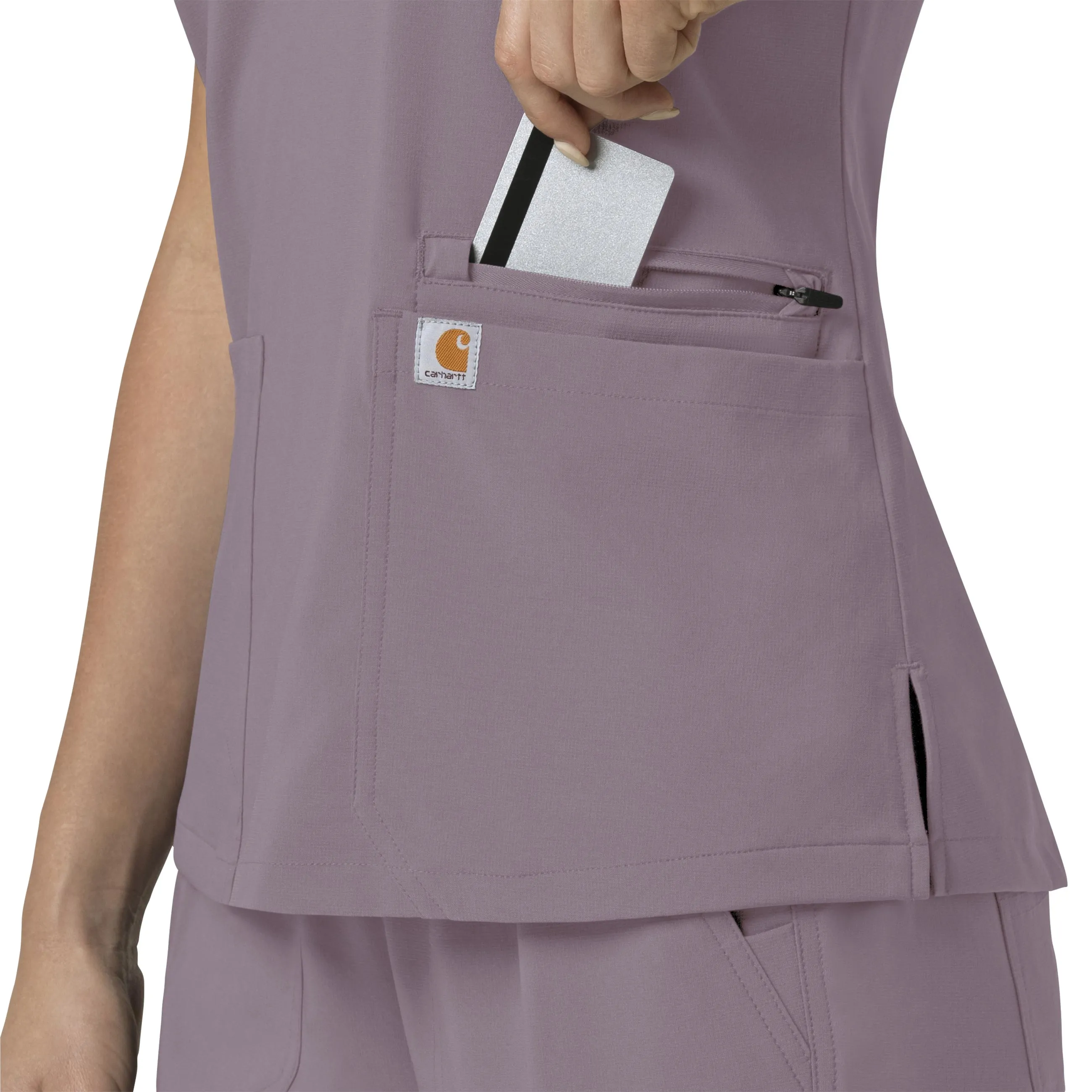 Carhartt Force Cross-Flex Women's Flex Panel V-Neck Scrub Top - Lavender Mist