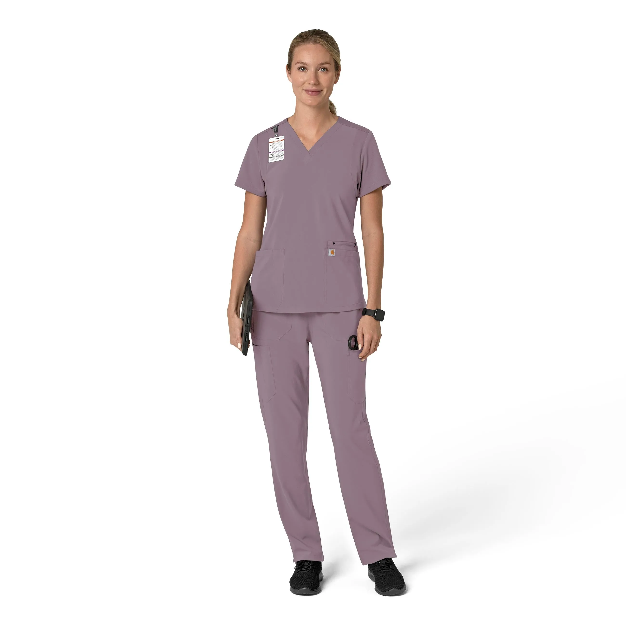 Carhartt Force Cross-Flex Women's Flex Panel V-Neck Scrub Top - Lavender Mist