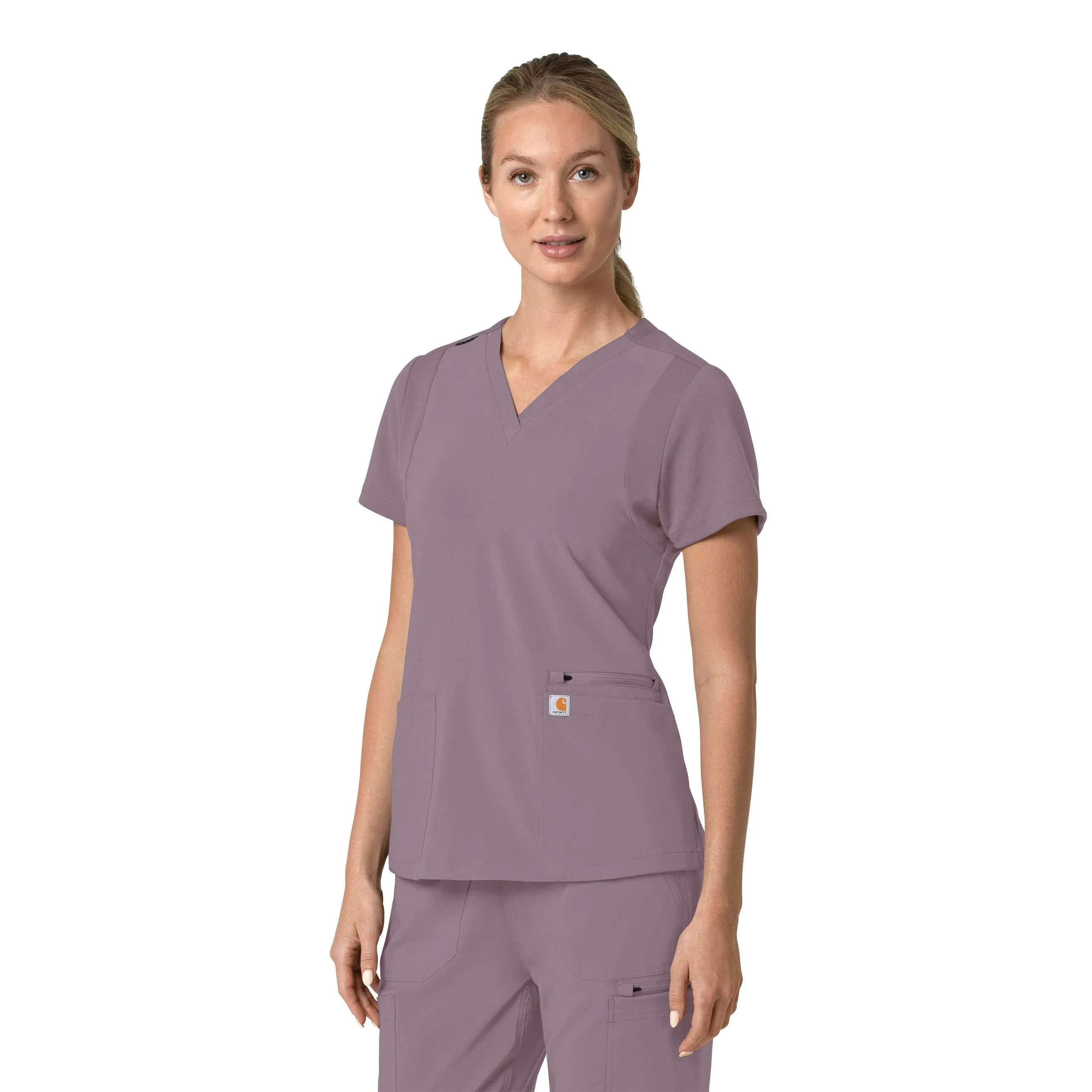 Carhartt Force Cross-Flex Women's Flex Panel V-Neck Scrub Top - Lavender Mist