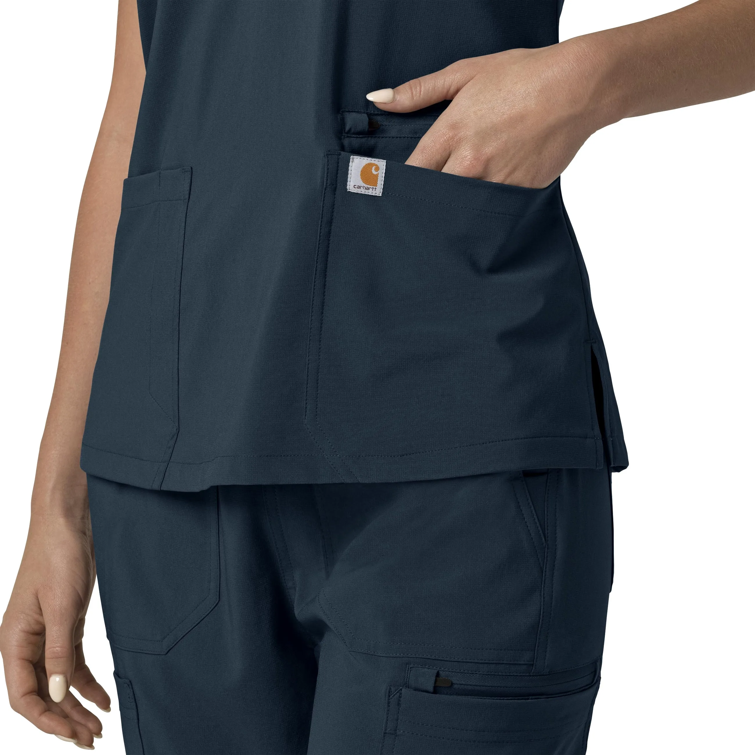 Carhartt Force Cross-Flex Women's Flex Panel V-Neck Scrub Top - Navy