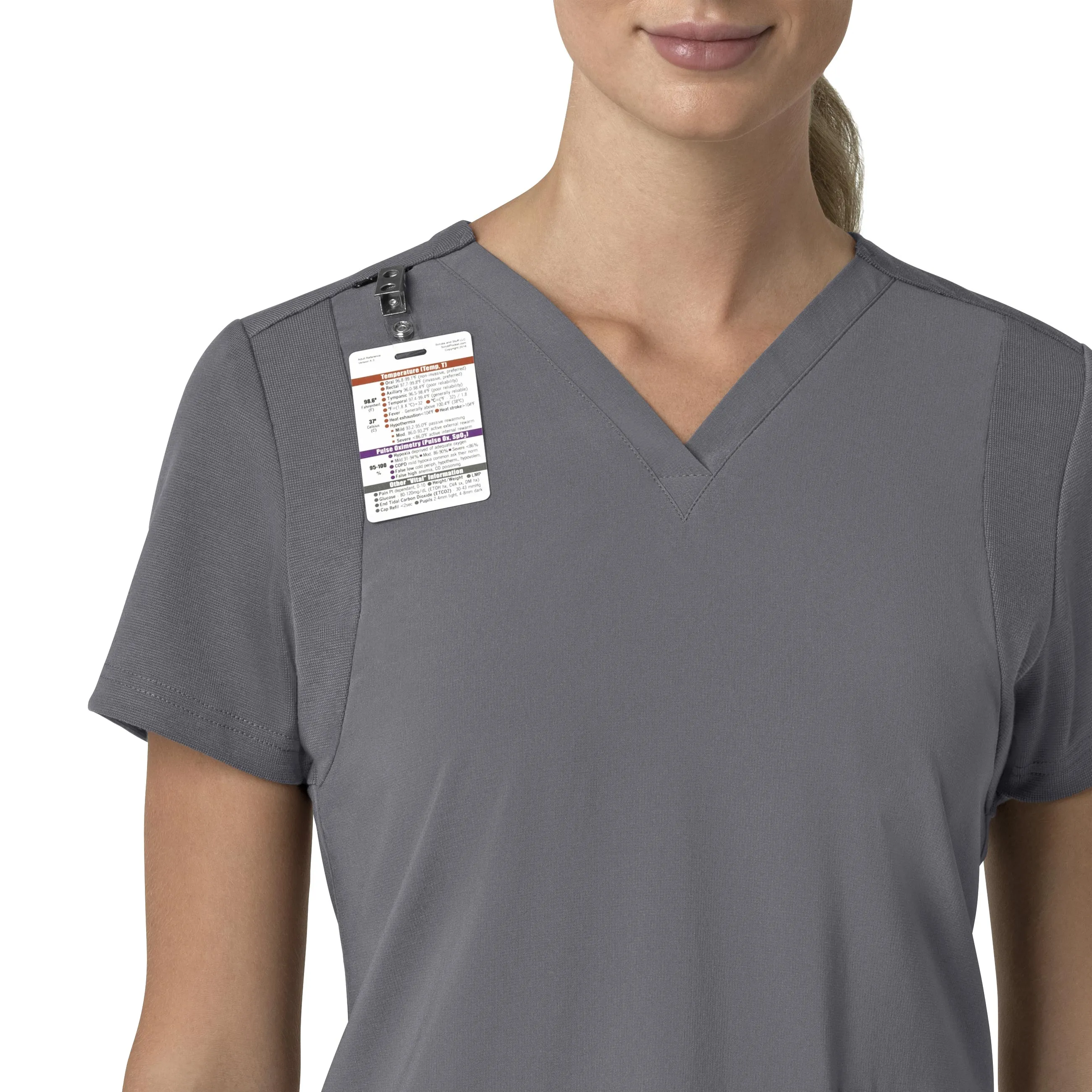 Carhartt Force Cross-Flex Women's Flex Panel V-Neck Scrub Top - Pewter