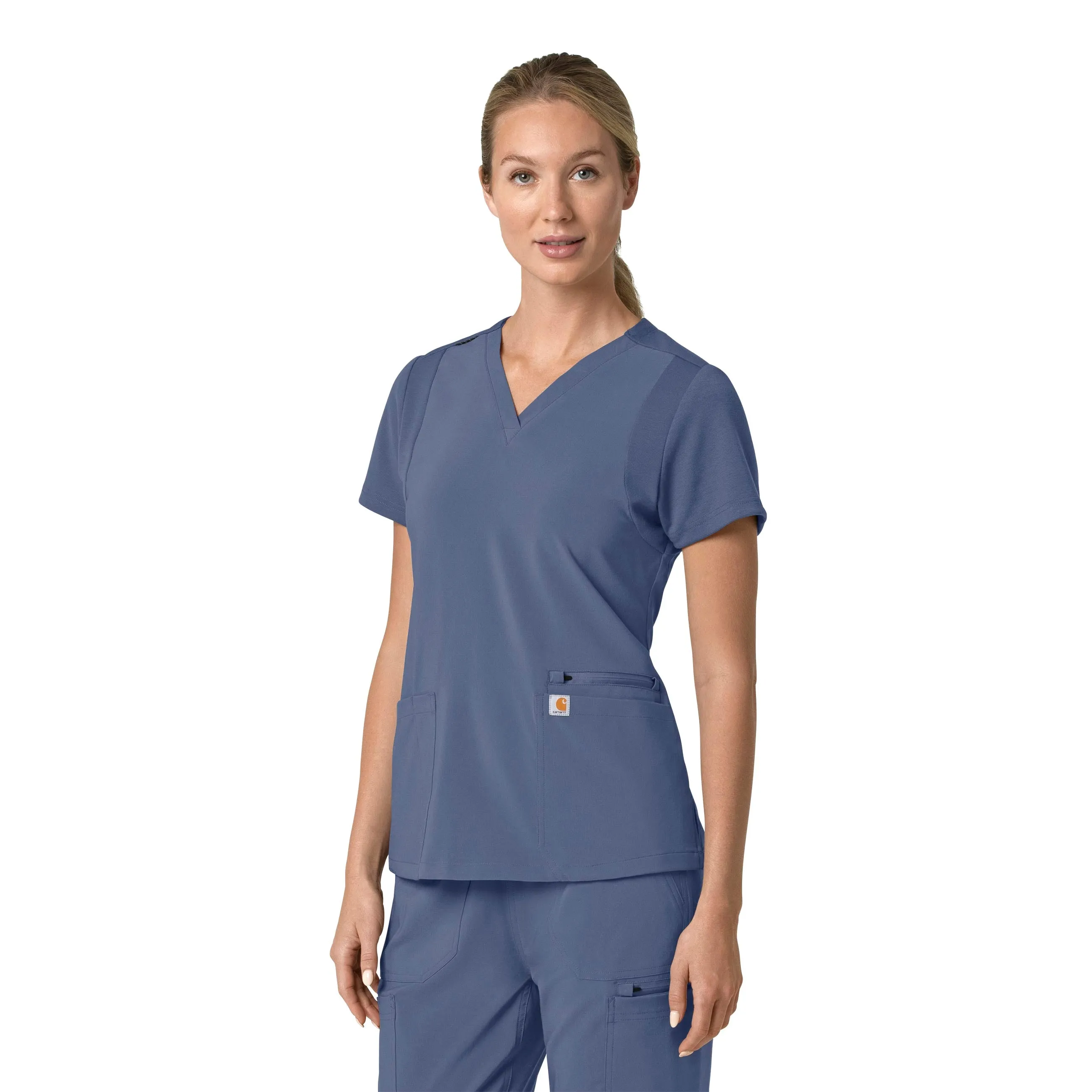 Carhartt Force Cross-Flex Women's Flex Panel V-Neck Scrub Top - Riverside