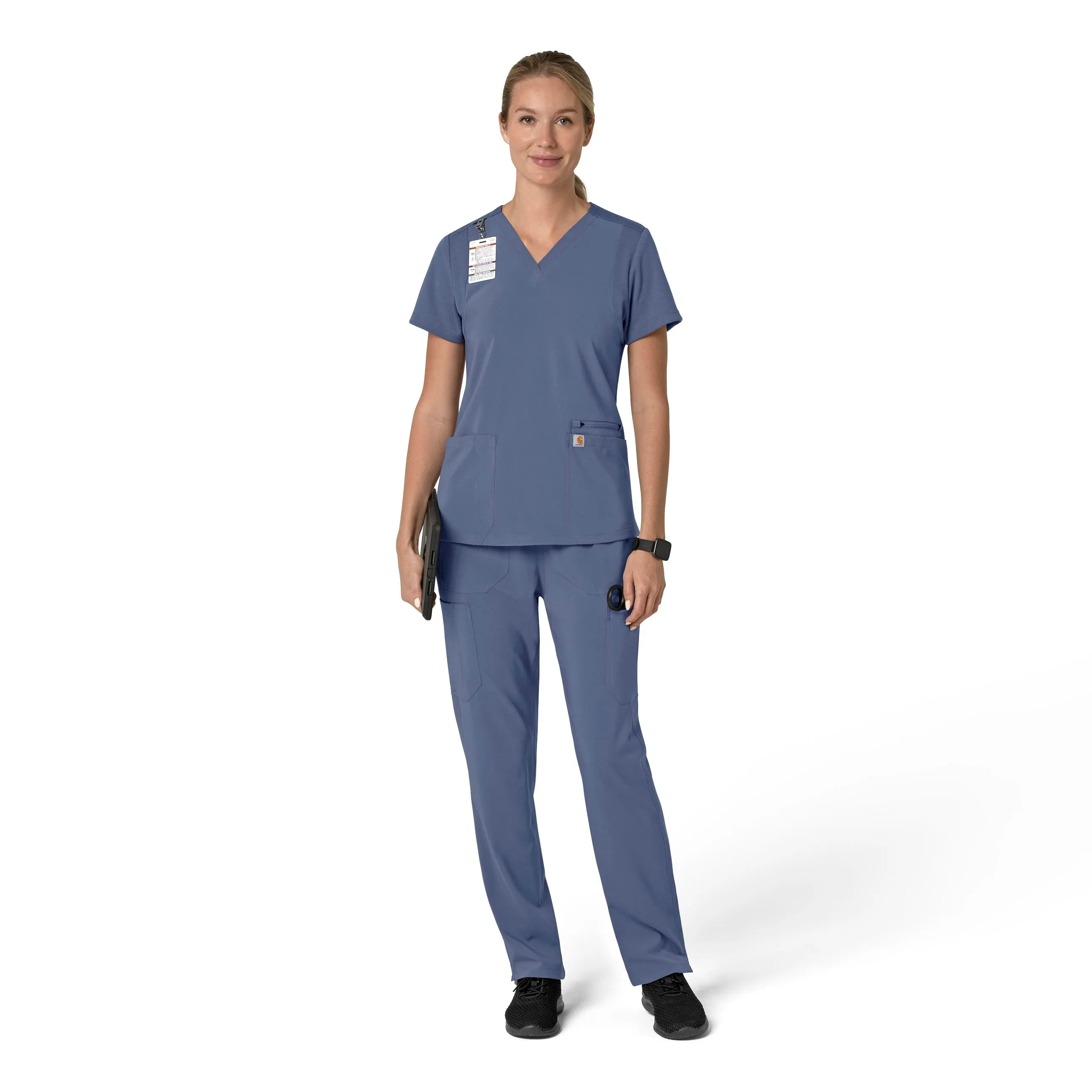 Carhartt Force Cross-Flex Women's Flex Panel V-Neck Scrub Top - Riverside