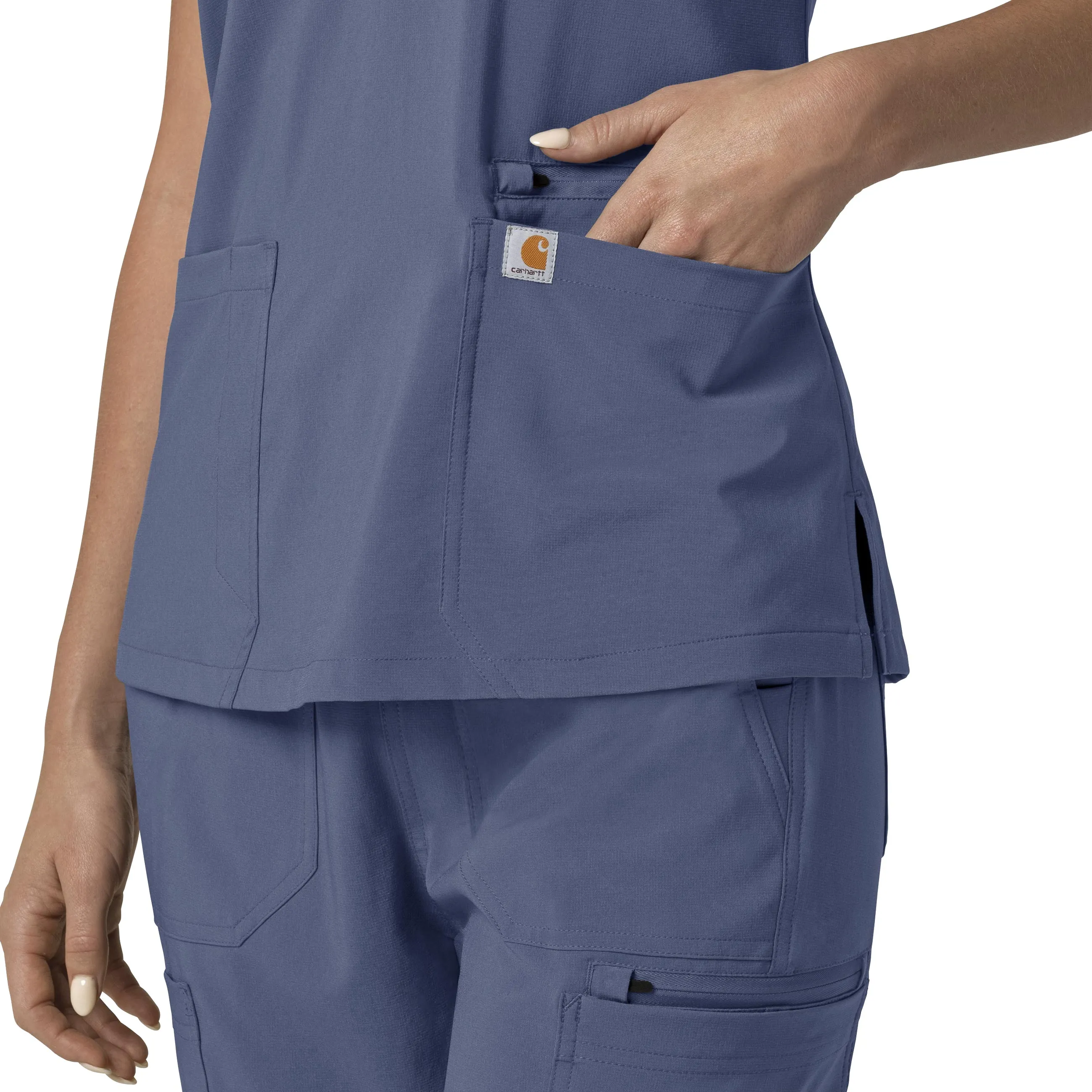 Carhartt Force Cross-Flex Women's Flex Panel V-Neck Scrub Top - Riverside