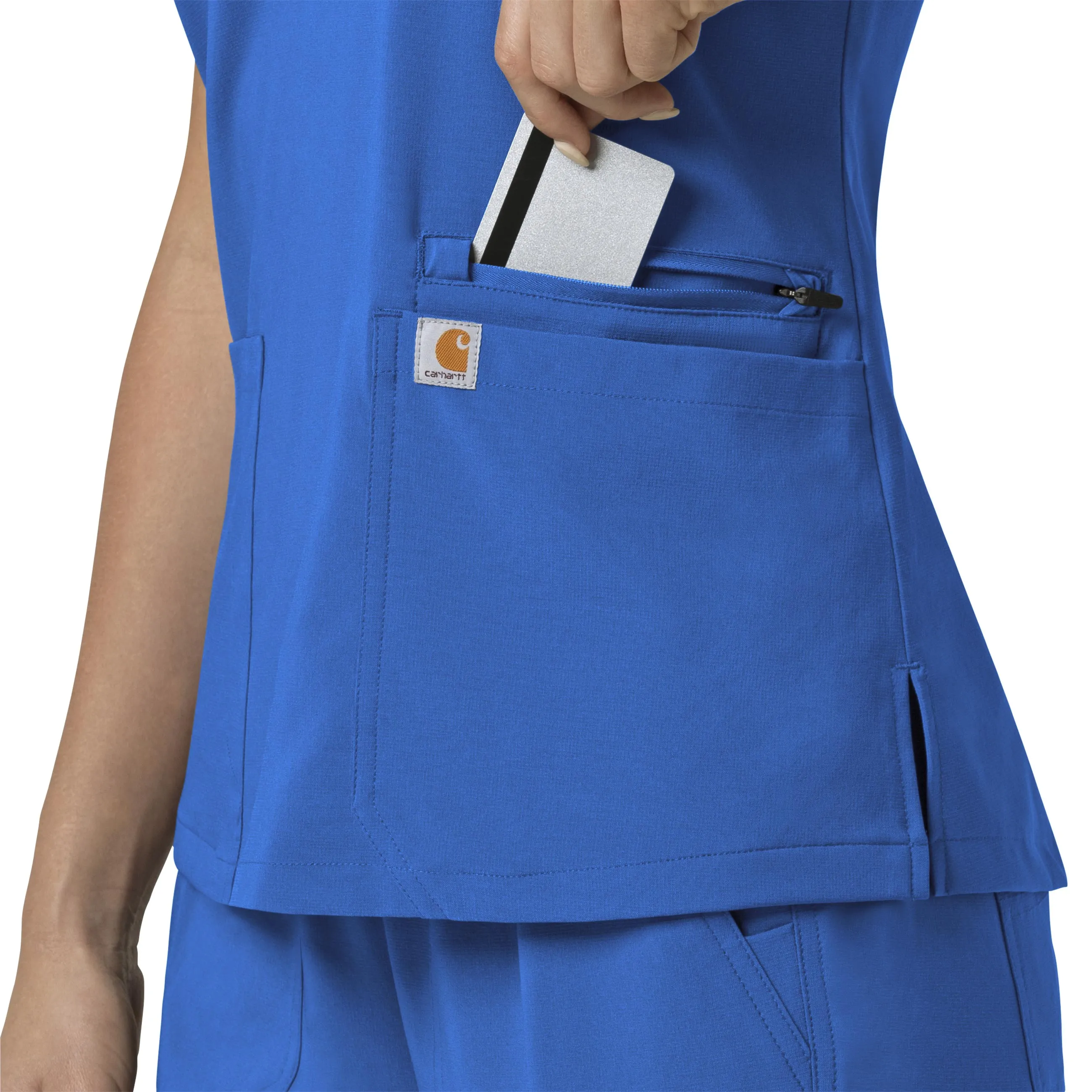 Carhartt Force Cross-Flex Women's Flex Panel V-Neck Scrub Top - Royal