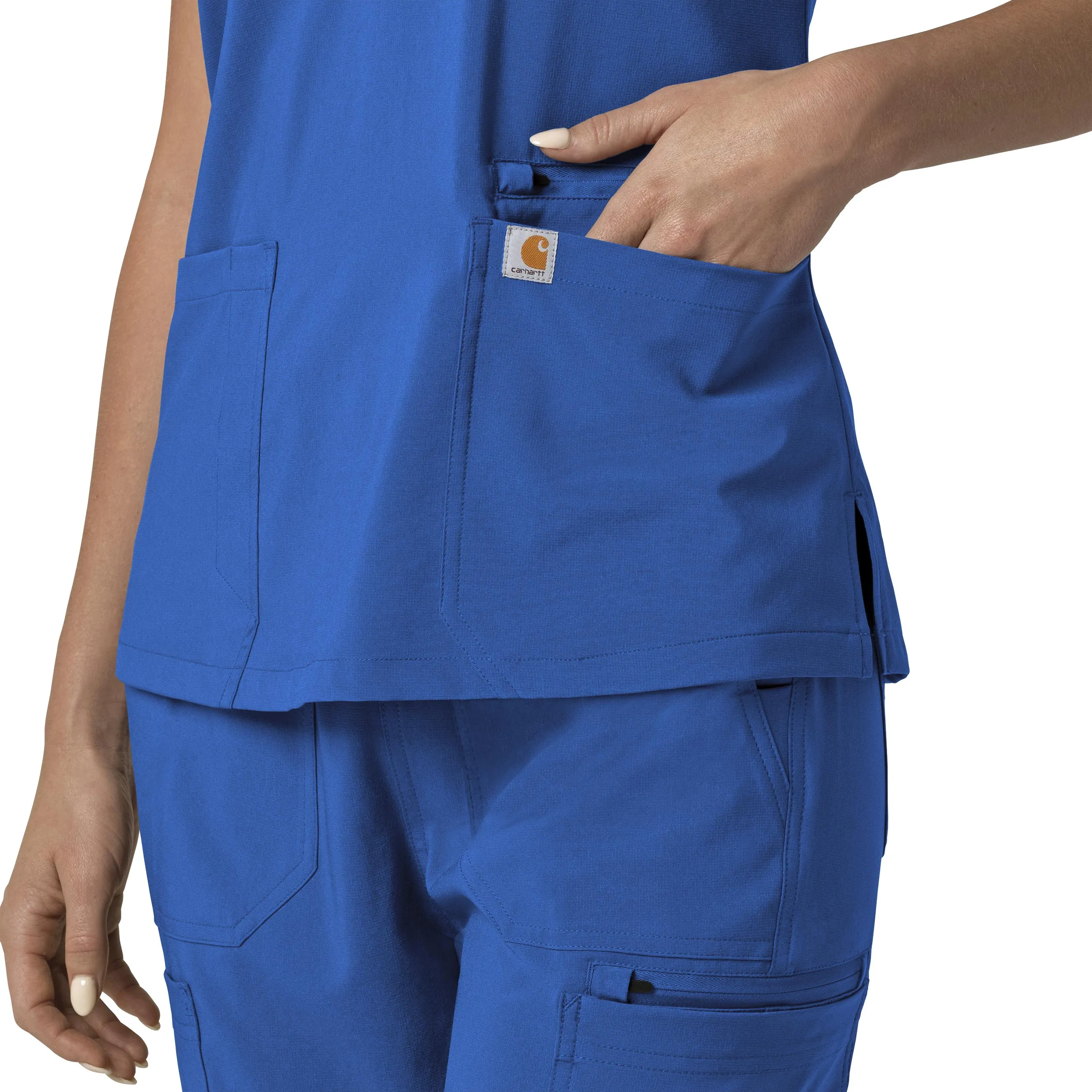 Carhartt Force Cross-Flex Women's Flex Panel V-Neck Scrub Top - Royal