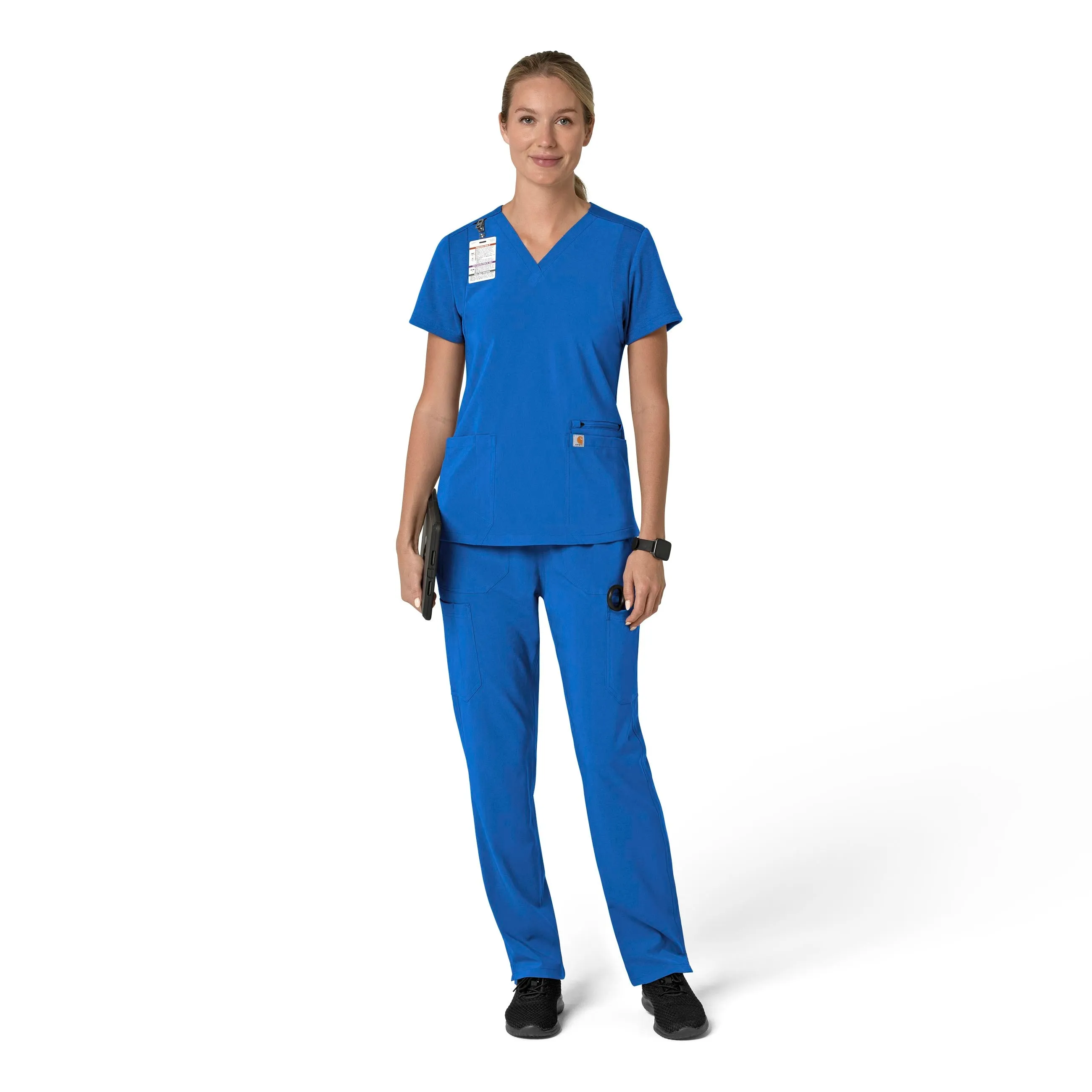 Carhartt Force Cross-Flex Women's Flex Panel V-Neck Scrub Top - Royal