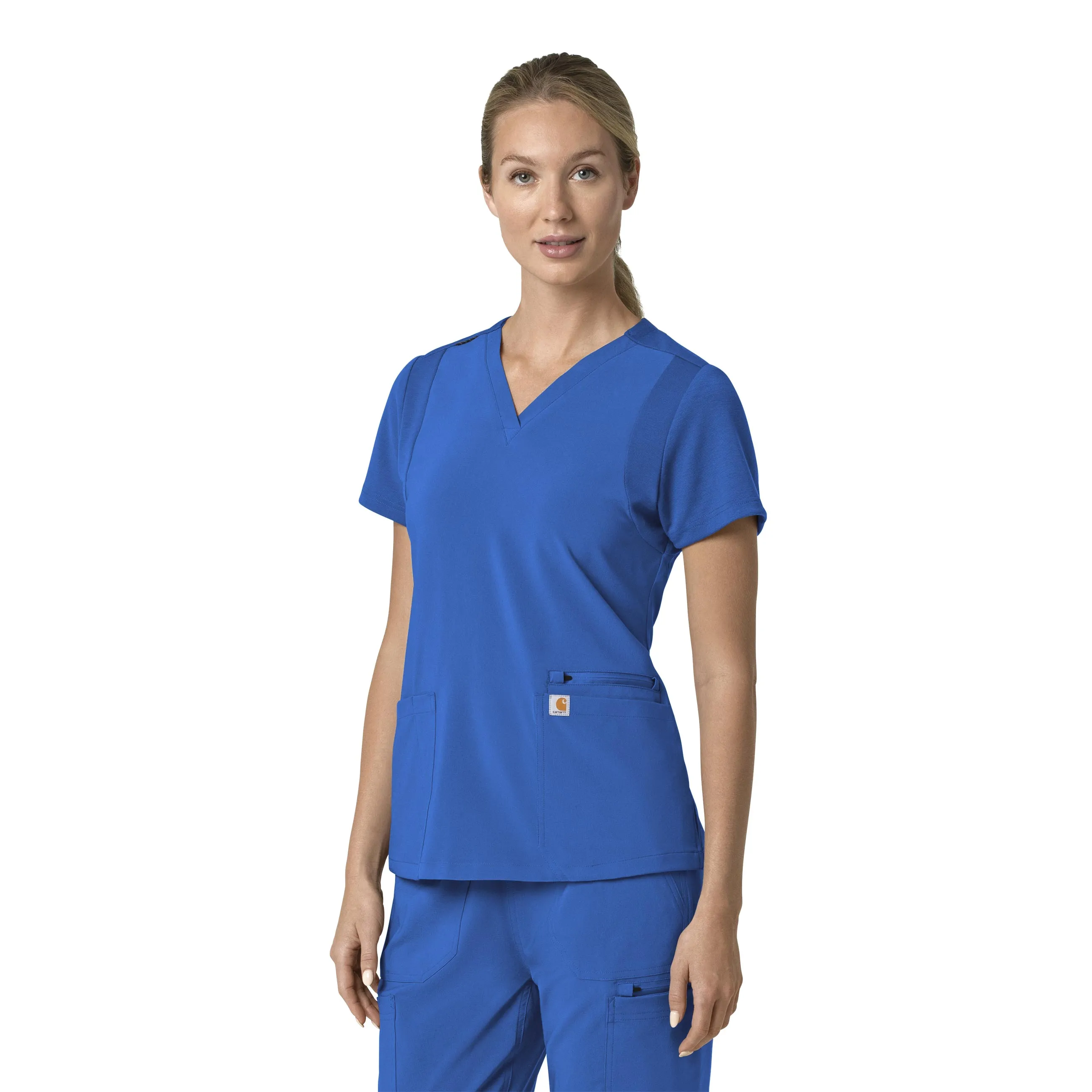 Carhartt Force Cross-Flex Women's Flex Panel V-Neck Scrub Top - Royal