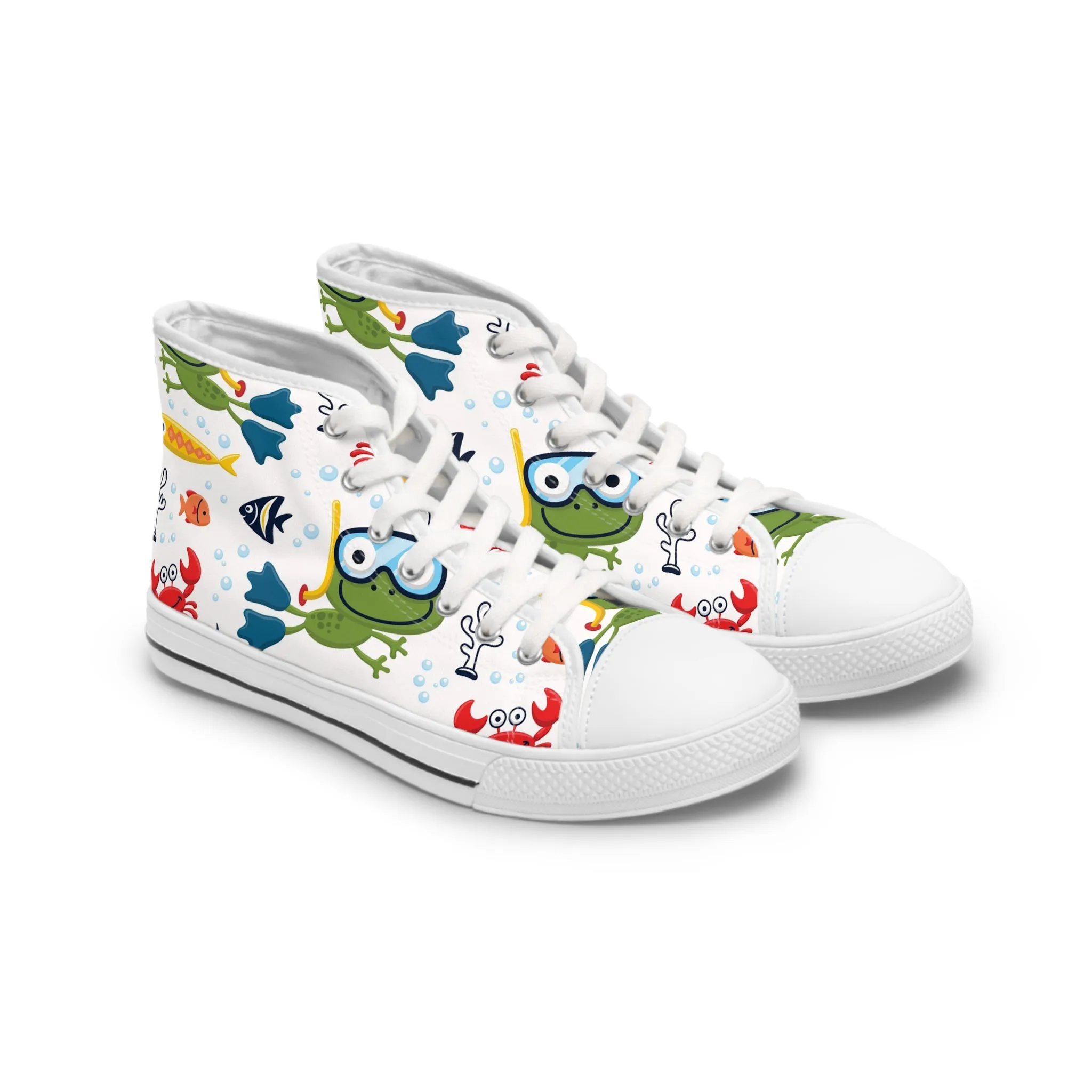 Cartoon Marine Animals Women's High Top Sneakers